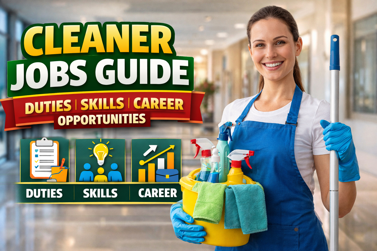 Explore cleaner jobs with duties, required skills, benefits, and career opportunities in this complete and easy to understand guide.